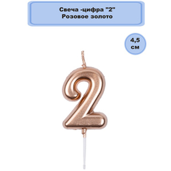 Свечи-цифры Розовое золото 4,5см