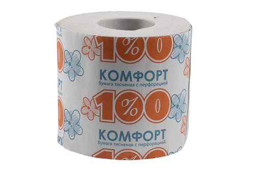 Туалетная бумага 1-слойная "Комфорт" серая 56 шт/уп