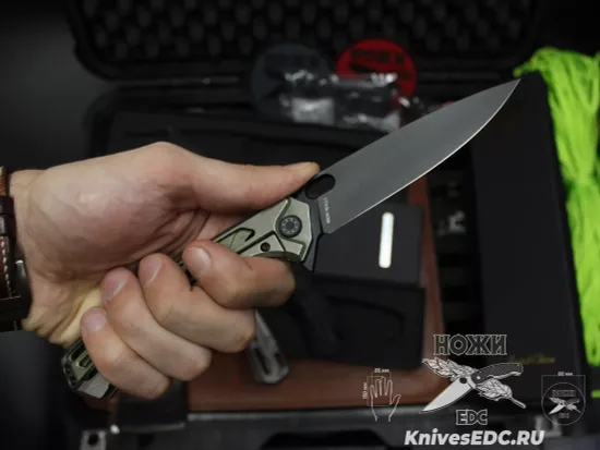 Нож складной НОКС Майор Black сталь M390, зеленый Титан 328-159506