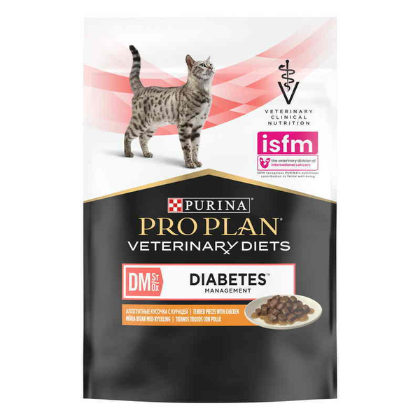 Влажный корм Pro Plan MD DIABETS, аппетитные кусочки с курицей для взрослых кошек при диабете, 85 гр