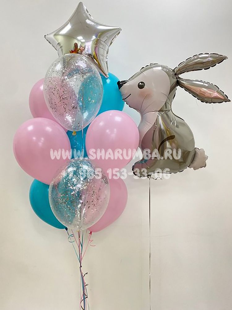 Фонтан из шаров с Зайкой
