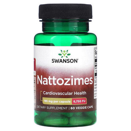 Для пищеварительной системы Swanson, Наттозим, 195 мг (6750 FU), 60 растительных капсул