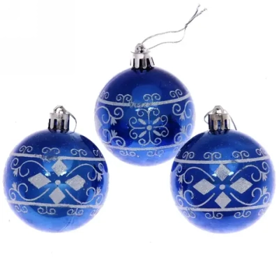 Новогодние шары 6 см (набор 3 шт) «Ажур», синий