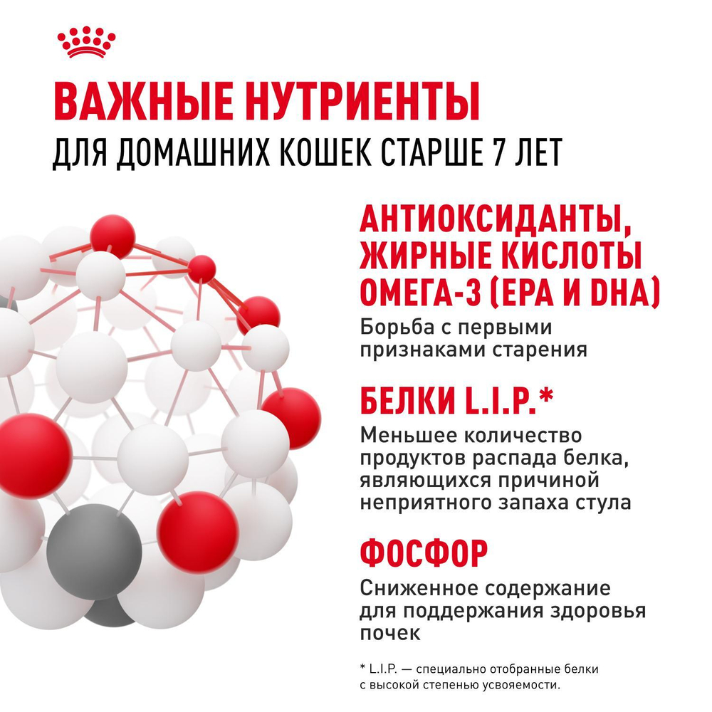 Royal Canin Indoor 7+ Корм сухой сбалансированный для стареющих кошек живущих в помещении 1,5 кг
