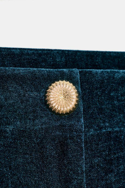 ZARA ШИРОКИЕ БРЮКИ ИЗ ВЕЛЬВЕТА, УТИНО-ЗЕЛЕНЫЙ