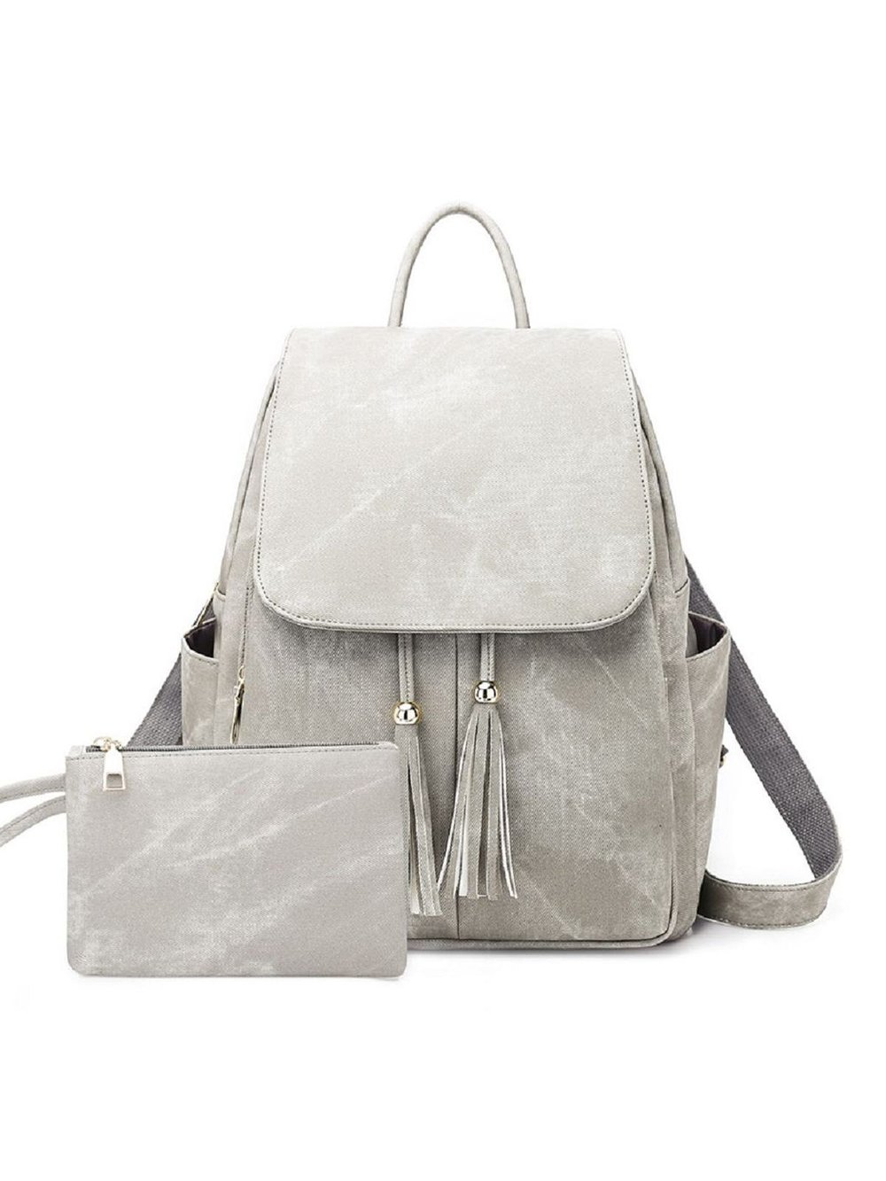 Сумка - рюкзак с косметичкой, женская, 35x28x20см (серый) (0281B-A2)