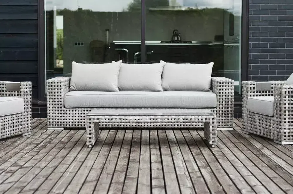 "Тито" лаунж-зона из искусственного ротанга, цвет серый