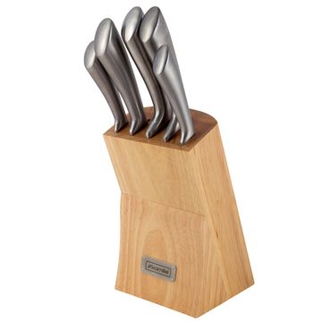 Набор ножей 6 предметов из нержавеющей стали Kamille KM-5130 на деревянной подставке