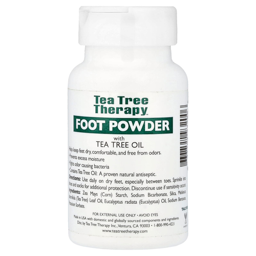 Tea Tree Therapy, антисептическая пудра для ног с маслом чайного дерева, без запаха, 85 г (3 унции)