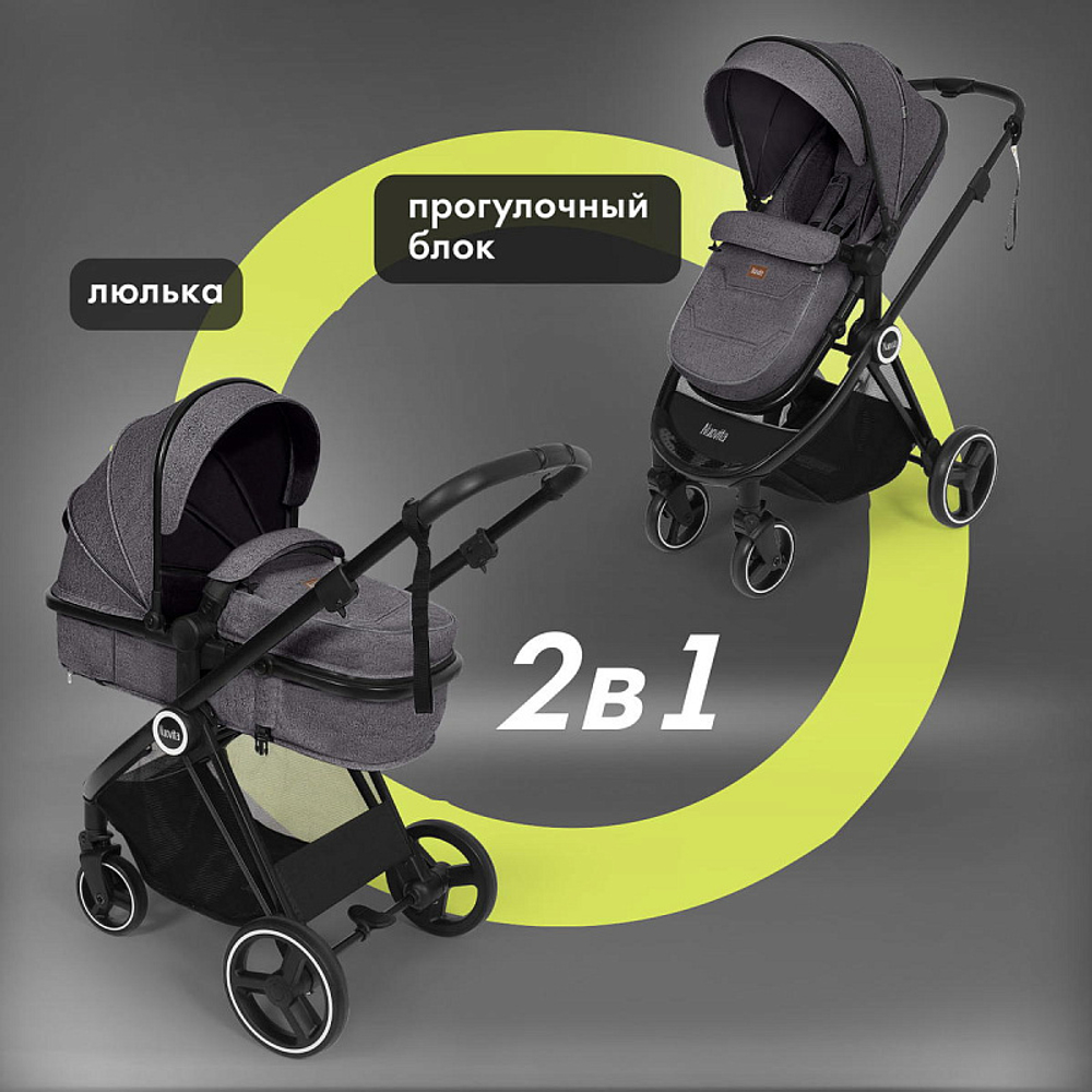 Детская коляска Nuovita Luno 2 в 1 Grigio/Серый