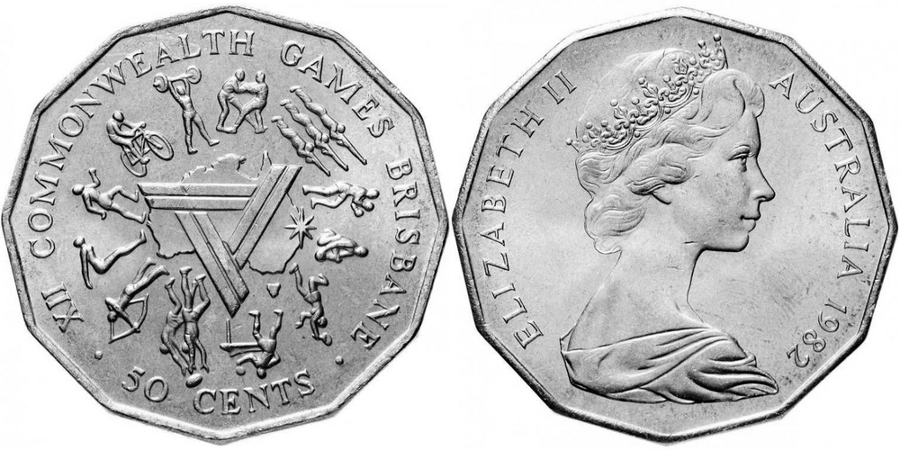 Австралия 50 центов, 1982 XII Игры Содружества XF