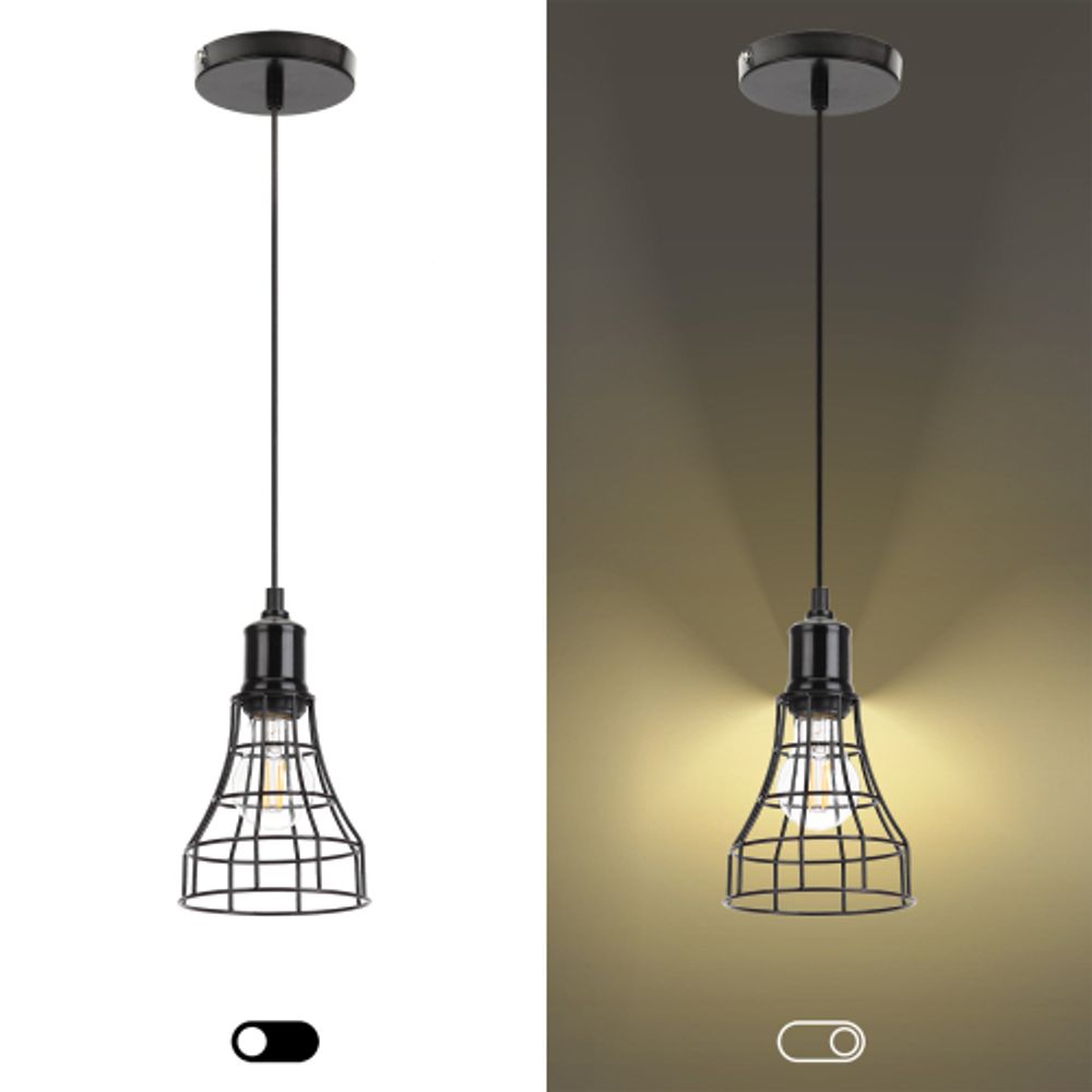 Светильник подвесной (подвес) ЭРА PL10 BK металл, E27, max 60W, высота плафона 200мм, подвеса 800мм, черный | Подвесы в стиле LOFT