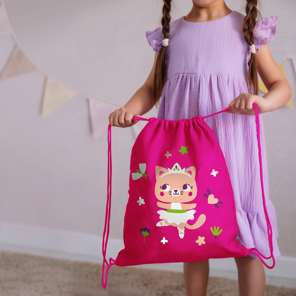 Набор для детского сада: кармашек, коврик, мешок. Кошечка балерина