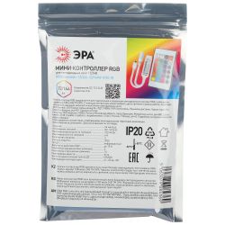 Контроллер ЭРА мини для светодиодной ленты с ИК пультом RGBController-12/24V-72/144W-IP20-IR