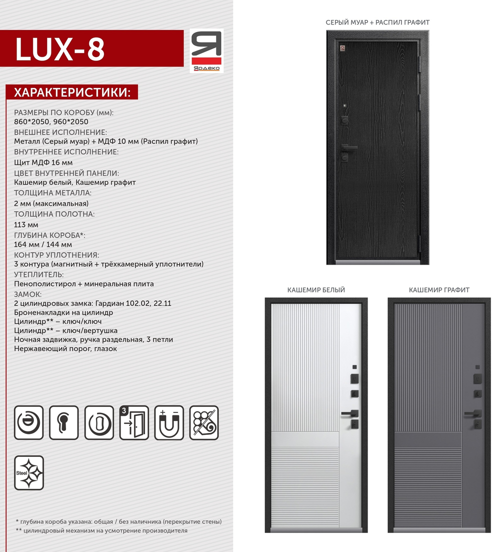 Описание и характеристики дверь Центурион LUX-8 с лого