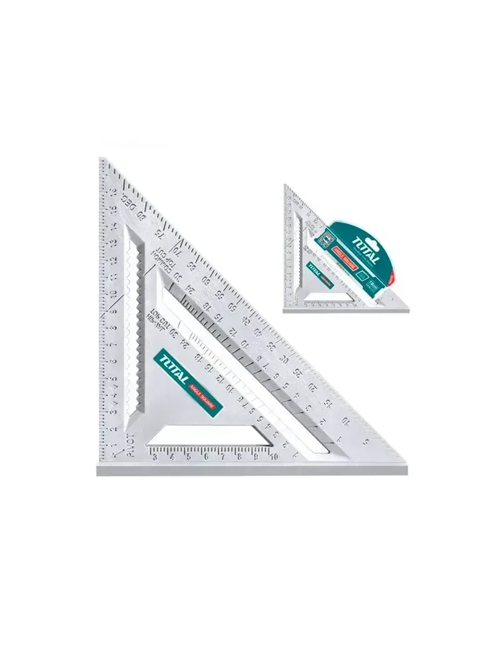 Угольник строительный. TOTAL Линейка угольник 180мм х 250мм, Пластик.