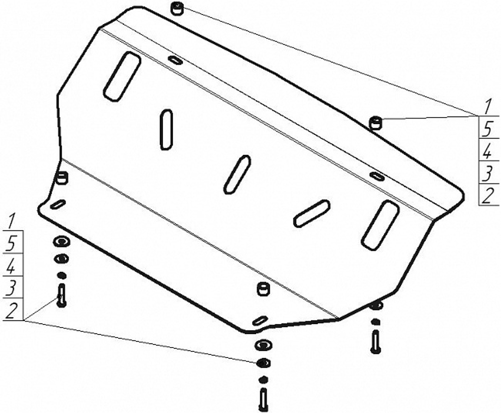 Защита радиатора, интеркулера (2 мм, сталь) для Mitsubishi Pajero IV 2006-2012, 2012-2020 Motodor.01341
