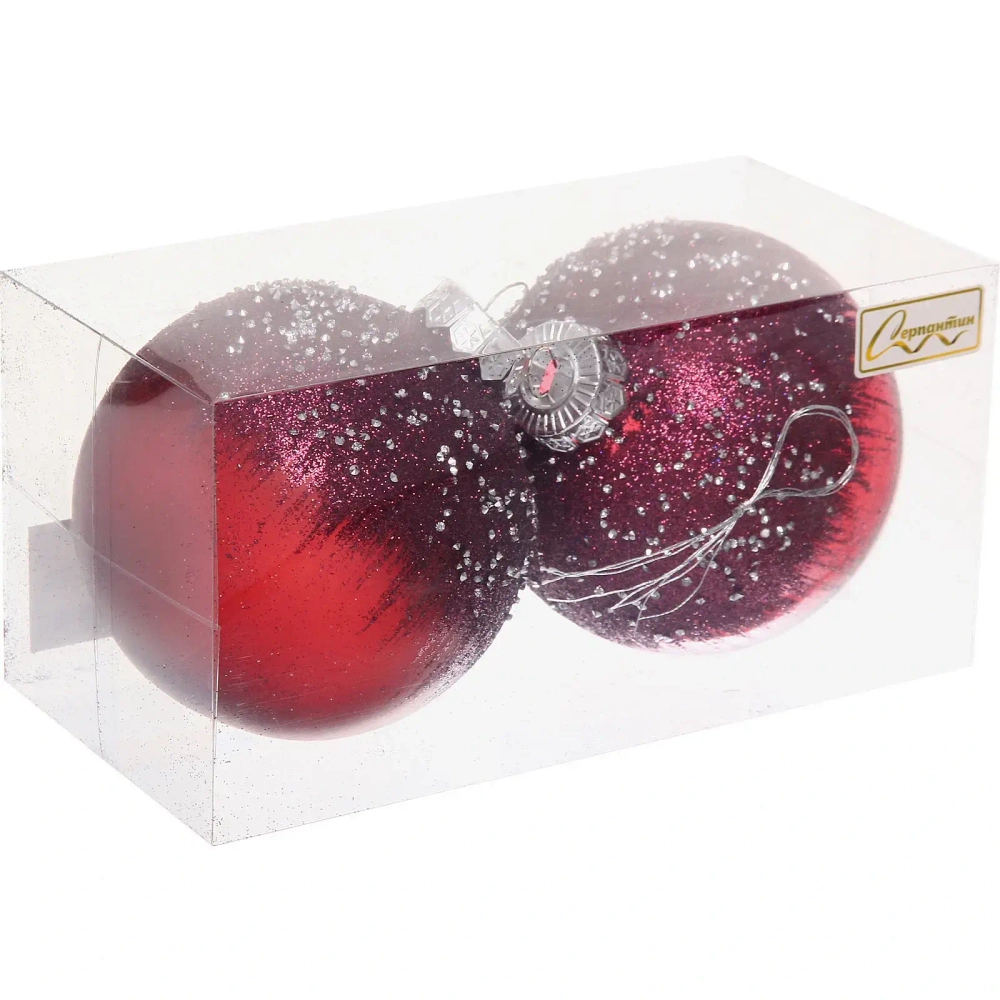 Набор шаров «Сказочная полночь» 10 см (в наборе 2 шт), Рубин