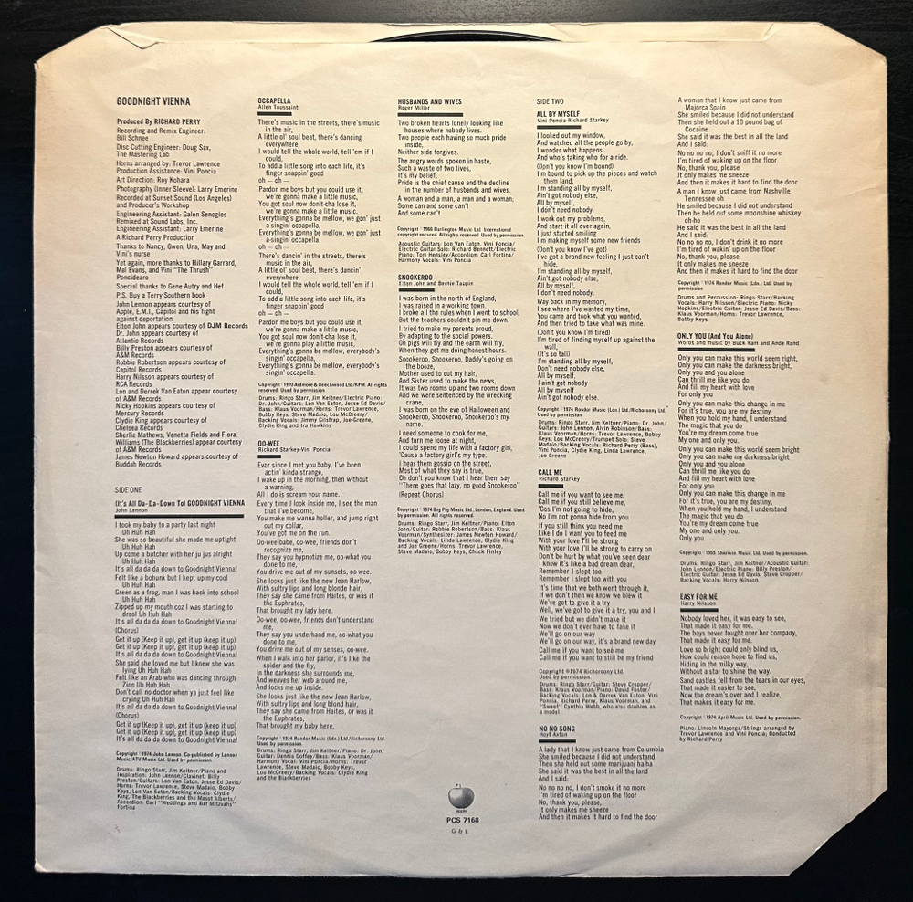 Ringo Starr - Goodnight Vienna (Англия 1974г.)