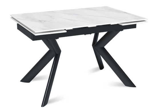 Стол "БРИДЖ" 120 (+30+30)х80 керамика Snow Mountain Stone мат., опора черный муар