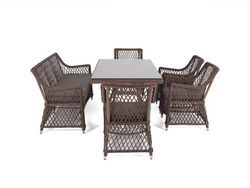 "Катания" обеденная группа плетеная на 6 персон, цвет коричневый