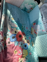 Комплект постельного белья 17-ти предметный "Мир детства" (подушечки), ЗАЙКИ С ЦВЕТАМИ, поплин