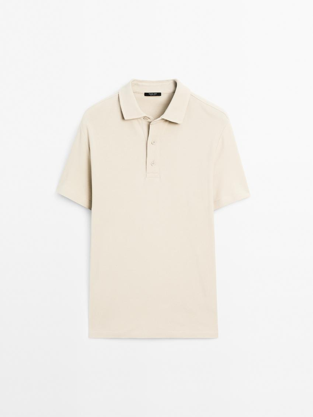 Massimo Dutti Футболка-поло с коротким рукавом, песочный