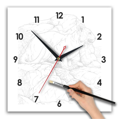 Часы раскраска "Рысь". Циферблат квадрат Декор для дома, подарок