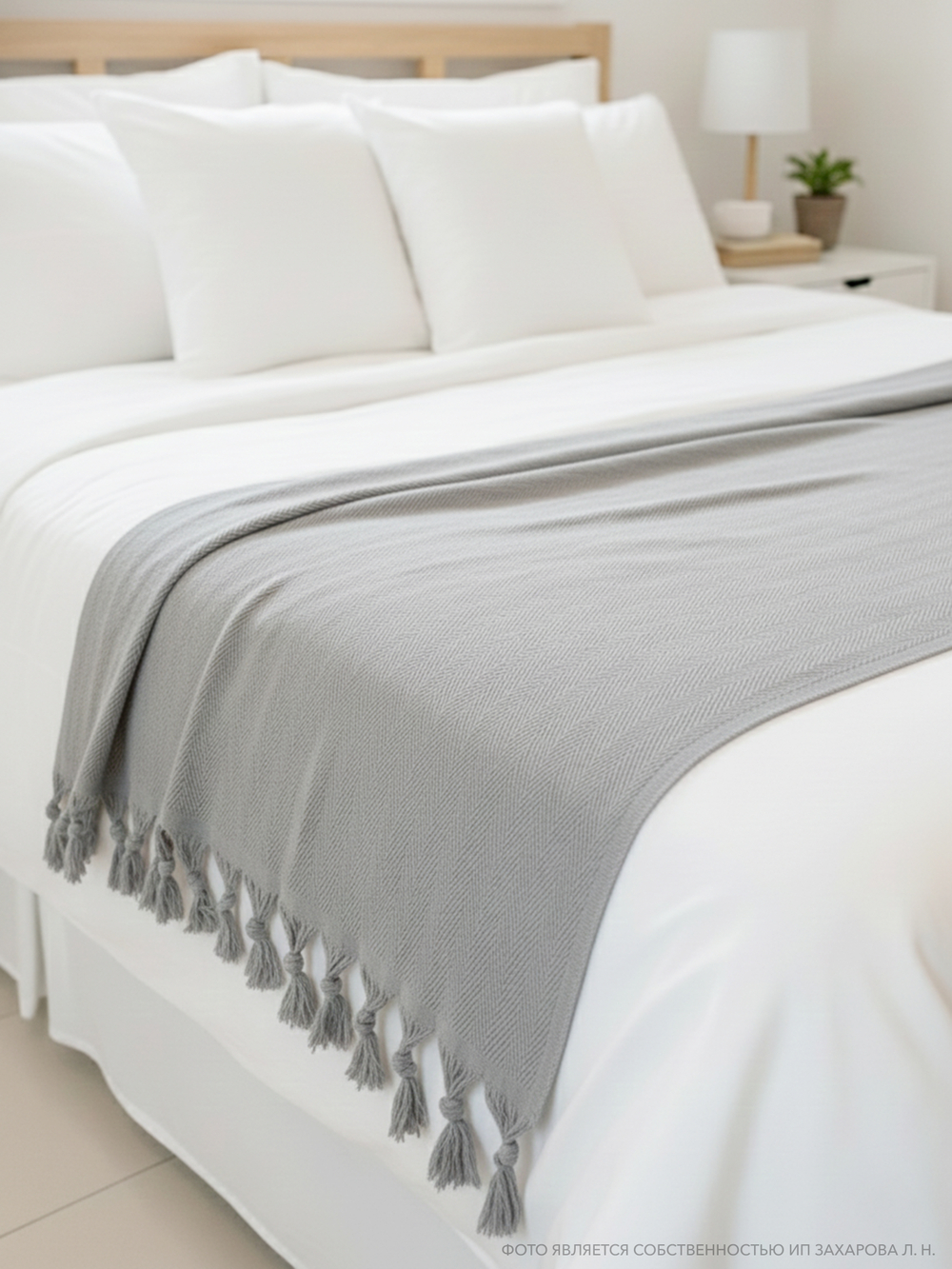 Плед-покрывало из хлопка Berlino, цвет Серый