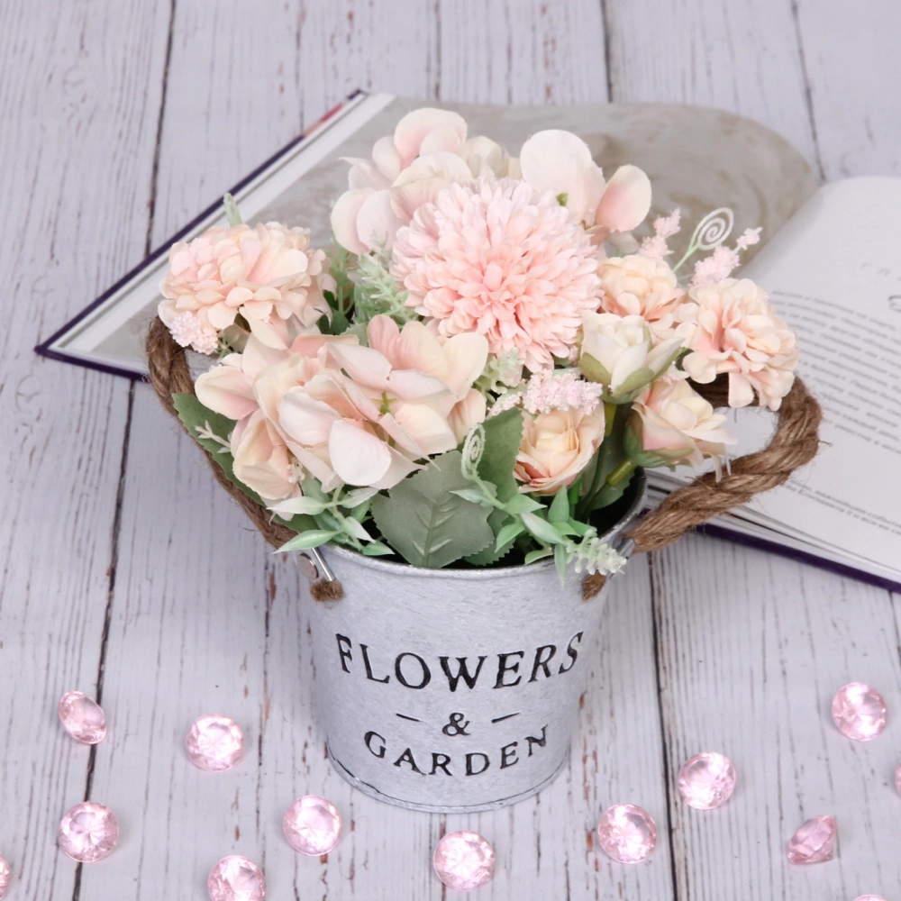 Цветочная композиция «Александрия» 20*11*9см в кашпо с ручками, цвет нежно-розовый