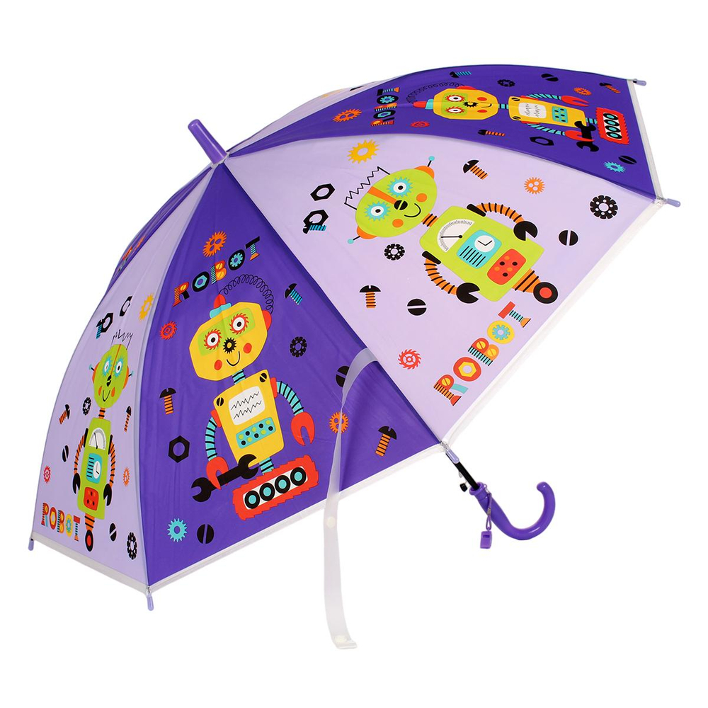 Зонт Роботы сиреневый, д-50 см, длина 62 см, с-30186
