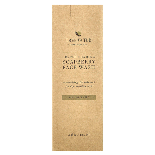 Tree To Tub, Нежная пенка для умывания Soapberry, для сухой, чувствительной кожи, без запаха, 120 мл (4 жидк. Унции)