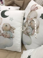 Комплект в кроватку 18 предметов "Семейные кролики", коричневый сатин