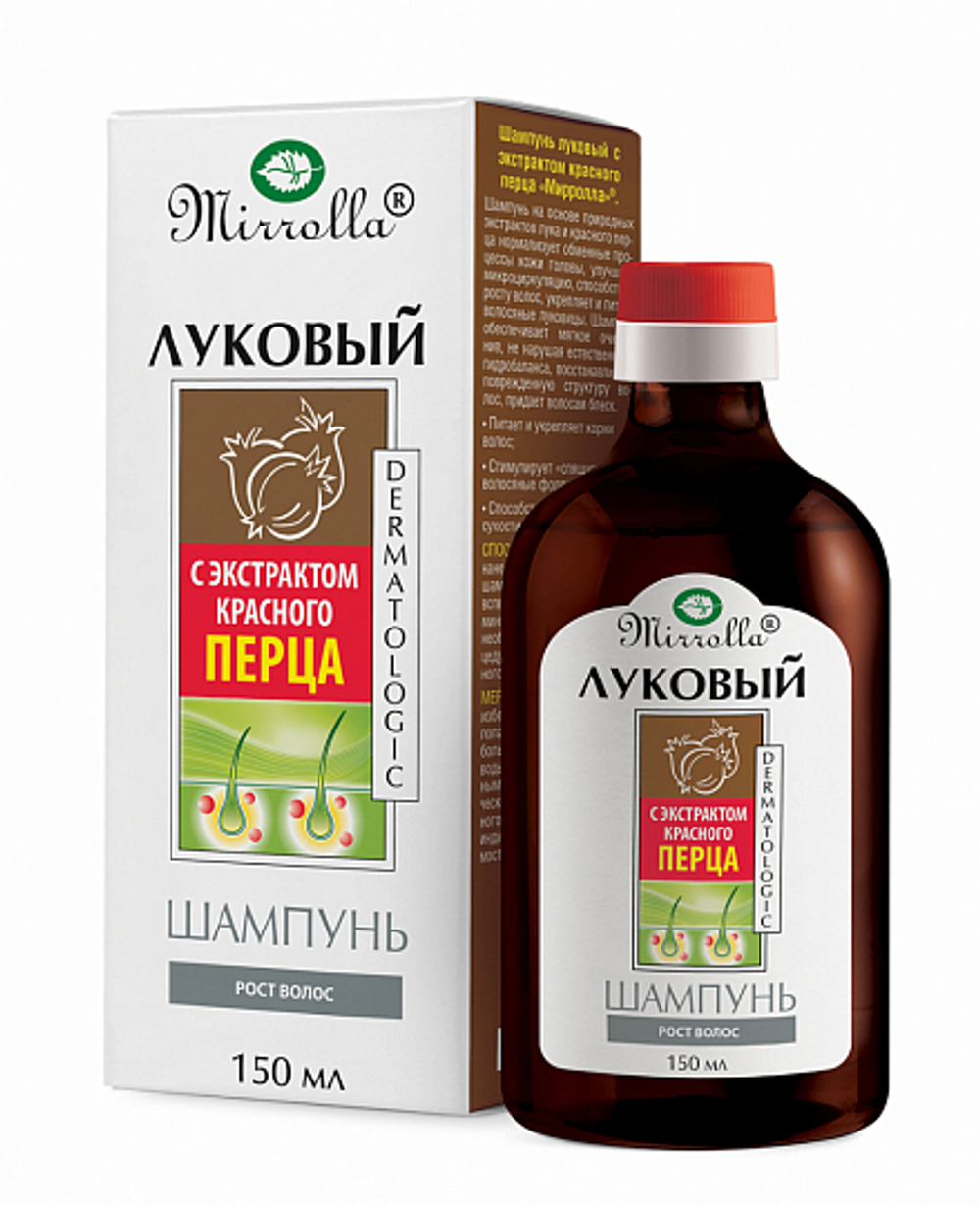 Шампунь луковый миролла с экстрактом красного перца 150мл.
