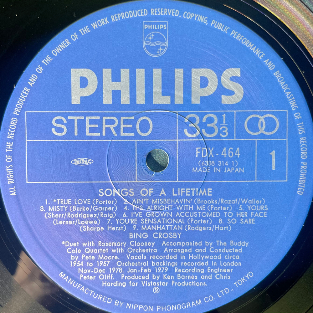Bing Crosby ‎– Songs Of A Lifetime (Япония 1979г.)