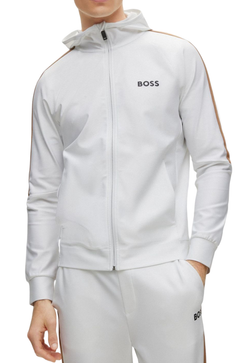 Мужская теннисная кофта BOSS x Matteo Berrettini Zip-Up Hoodie In Active-Stretch Jersey With Logo - белый