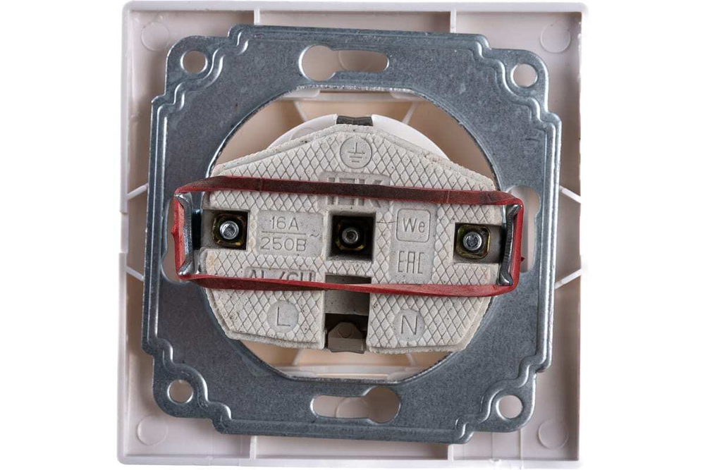 Розетка 1-местная РС10-3-КБ с заземлением без защитной шторки 16А керамика КВАРТА белый IEK