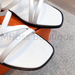 Сандалии Hermes June женские кожаные в белом цвете