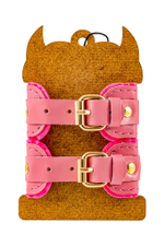 Розовые двуслойные кожаные оковы
