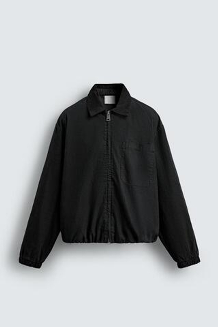 ZARA КУРТКА СВОБОДНОГО КРОЯ НА МОЛНИИ, ЧЕРНЫЙ