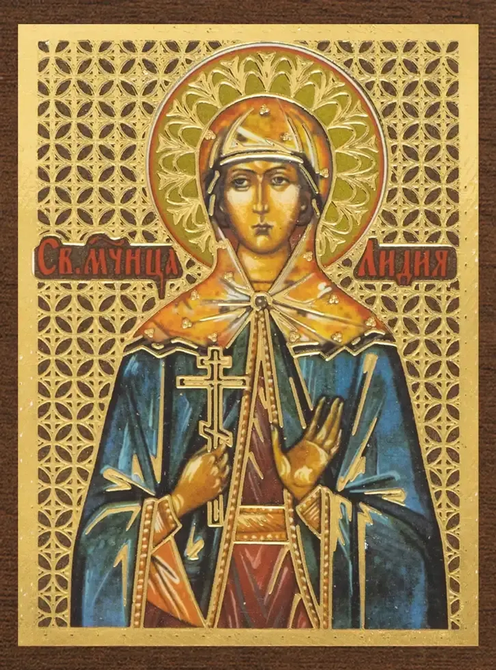 Икона "Лидия Иллирийская" 4х6 на МДФ-6