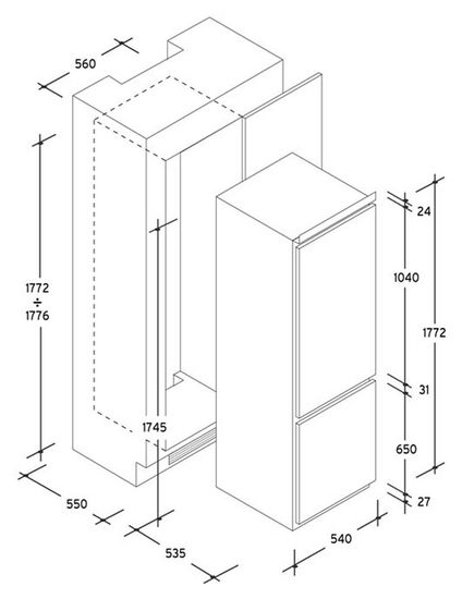 Встраиваемый холодильник Candy CFBC 3150/1 E