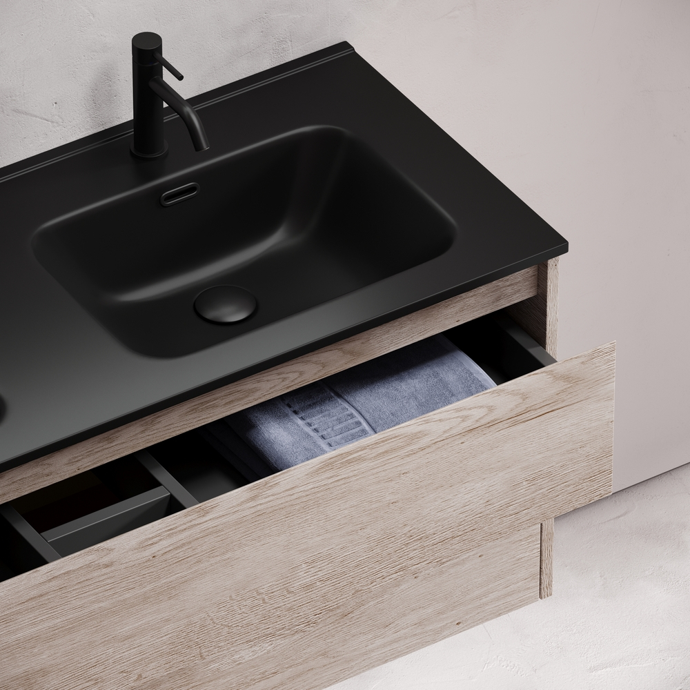 Тумба подвесная под раковину Sancos Libra, дуб галифакс натуральный 1190х450х500 мм