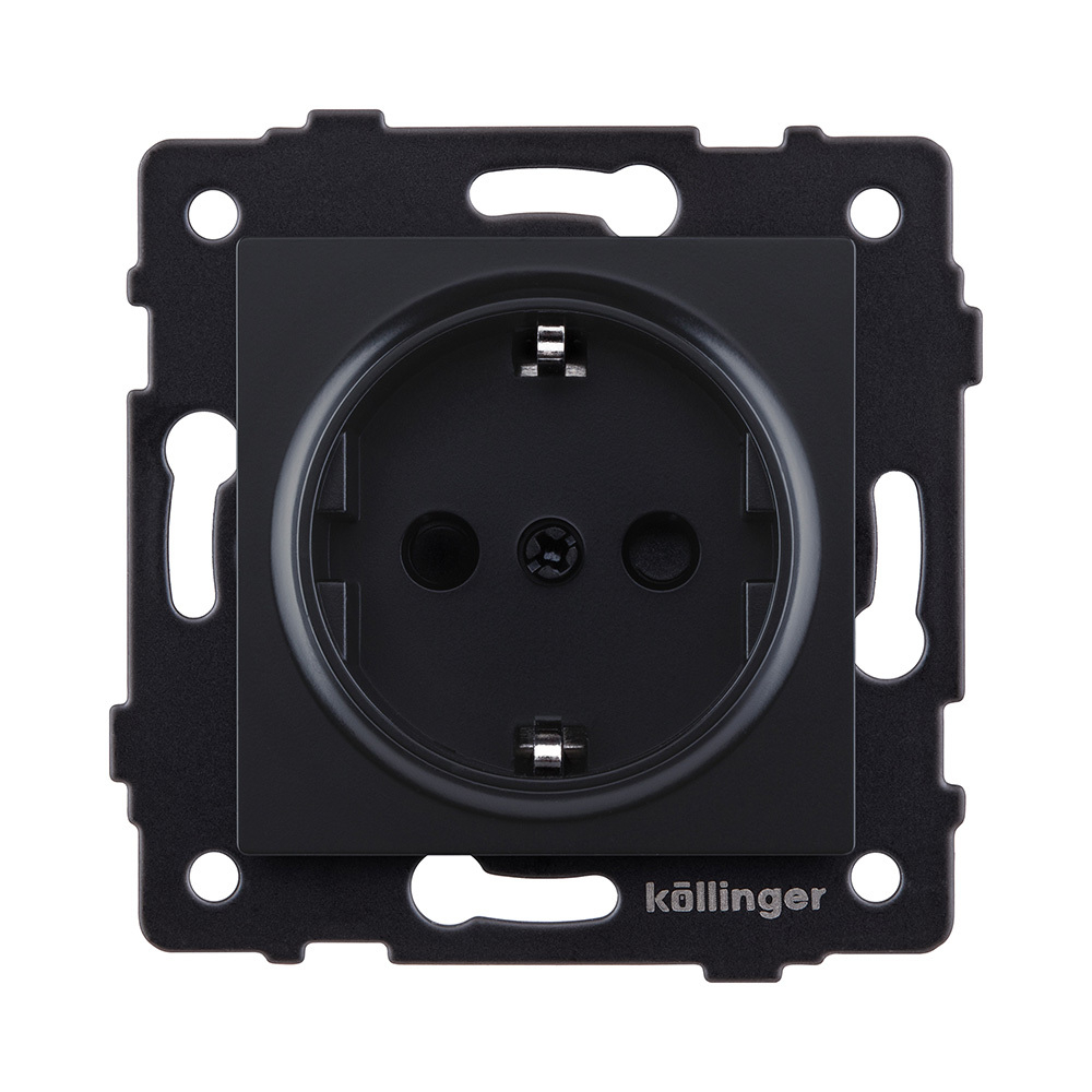Розетка штепсельная SCHUKO 16A/250 В, черный матовый Kollinger REA-002BM для Aspekt, Eleganz, Reflex