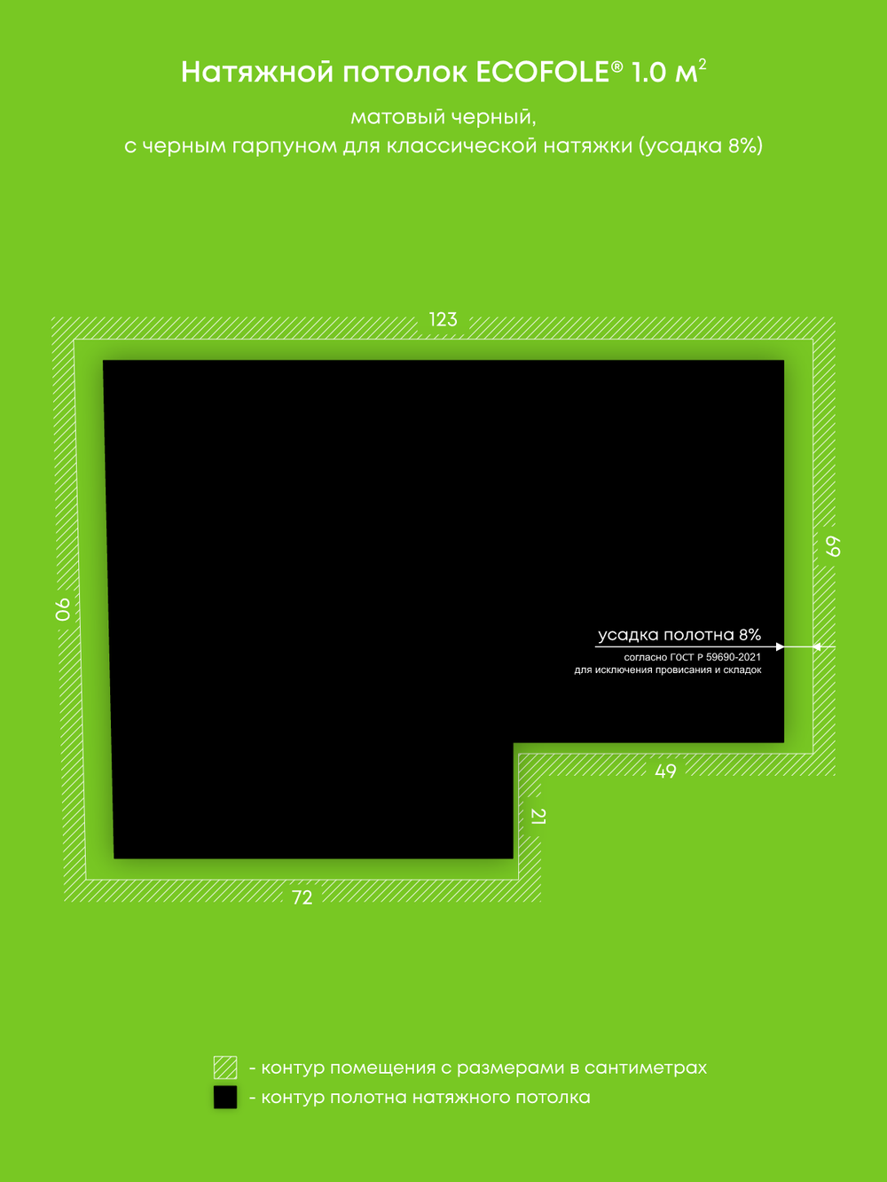 Матовый натяжной потолок 1 м2