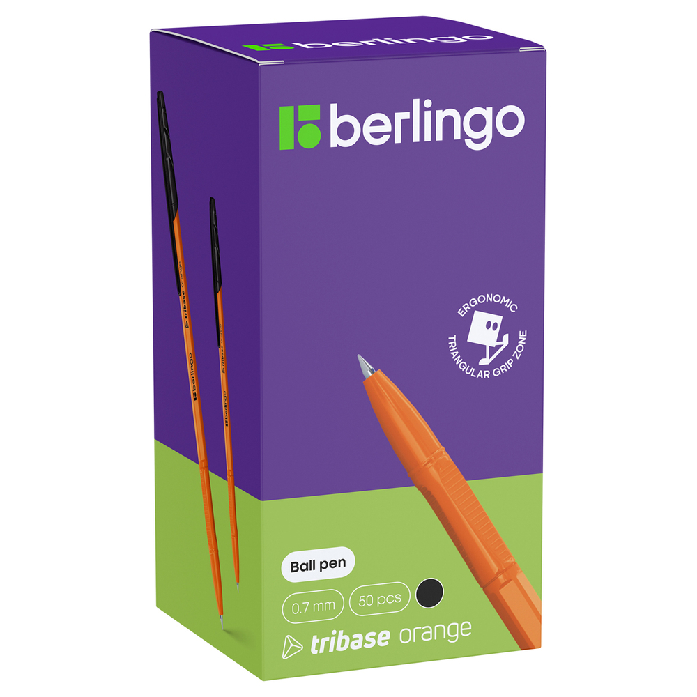 Ручка шариковая Berlingo "Tribase Orange" черная, 0,7мм