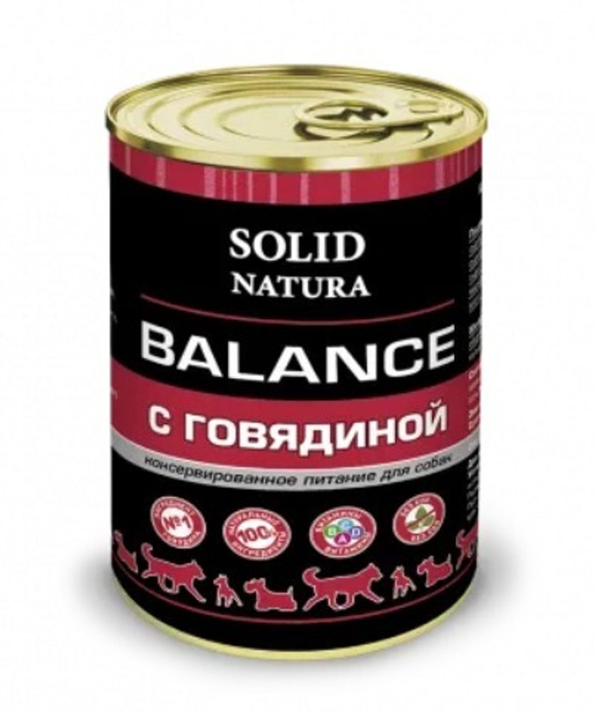 Solid Natura Balance Говядина влажный корм для собак жестяная банка 0,34 кг