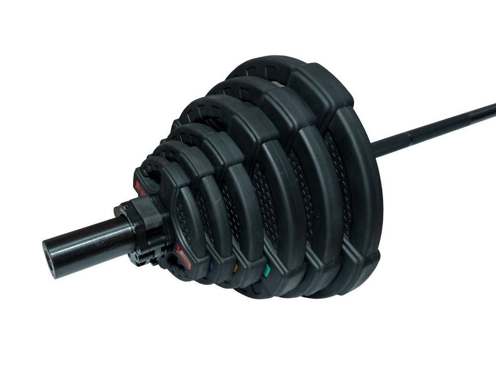 Штанга олимпийская 128 кг (диски с двумя хватами, черный гриф)