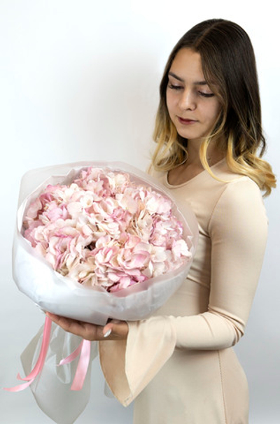 Букет из пяти розовых гортензий .(№446)