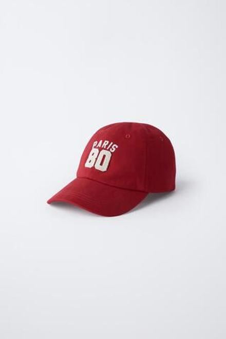 ZARA КЕПКА VARSITY, КРАСНЫЙ